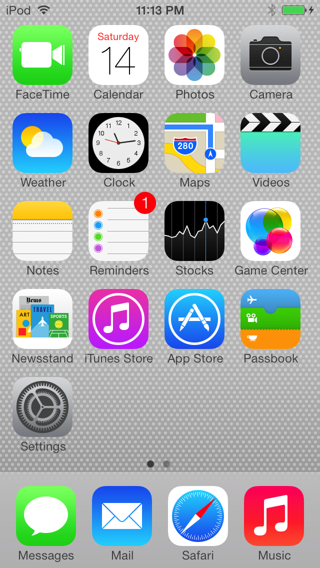 The home screen of iOS 7.